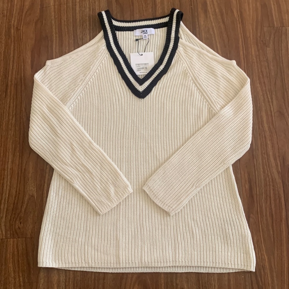 Jack by BB Dakota Open Shoulder V-Neck Sweater